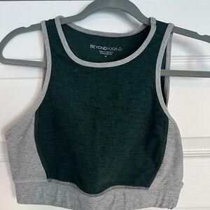 Beyond Yoga Forest Green and Heather Gray Tank